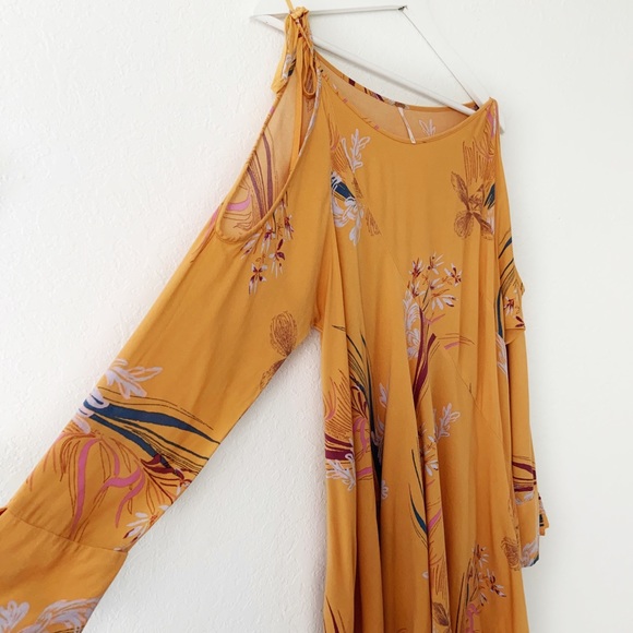 Free People Orange Cold Shoulder Mini Dress Tunic - Picture 5 of 8